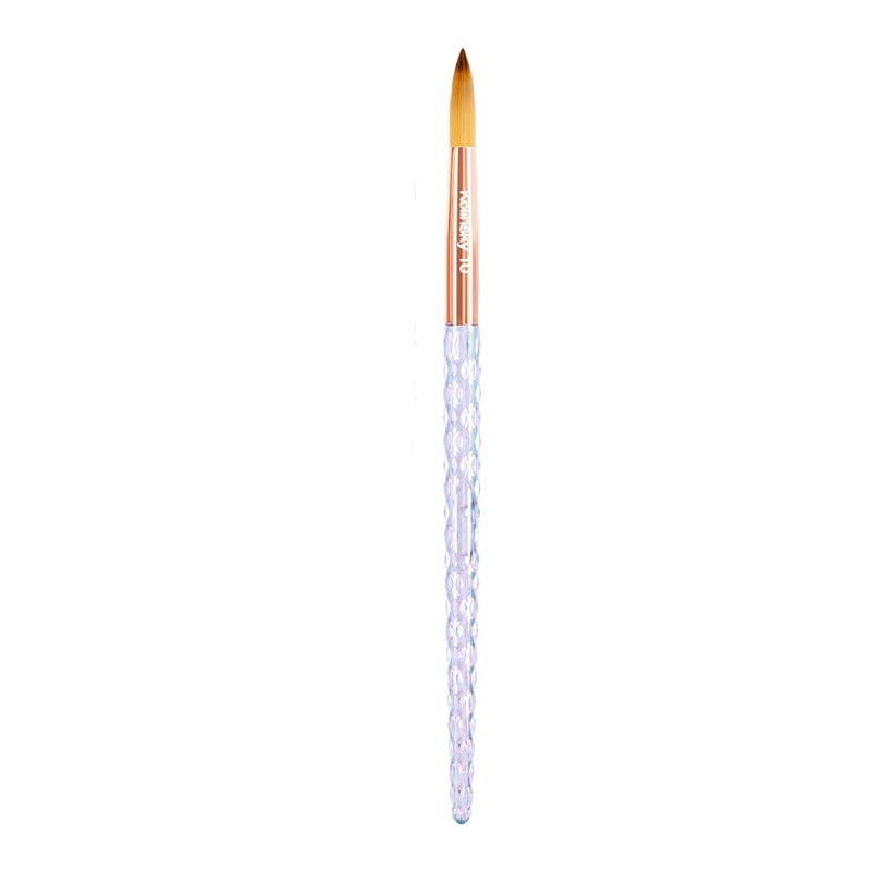 Kiara Sky Acrylic Brush #10 - Clear | 100% Pure Kolinsky | Crystal Cut Handle and Acetone Resistant