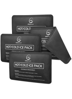 AllSett Health 4 Pack Reusable Ice Packs For Injuries Soft Ice Pack With Velvet Soft Fleece Fabric | Flexible Hot And Cold Gel Ice Pack Set Cold Packs For Injuries, Knee, Back, Neck Pain 10 X 6, Black  - Image 1