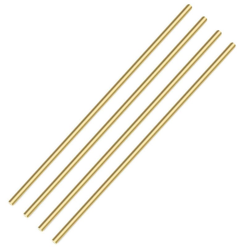 PGCOKO 4Pcs Solid Round Brass Rod Lathe Bar Stock Kit for DIY Craft Tool, 1/4 inch in Diameter 11.8 inch in Length - Image 1