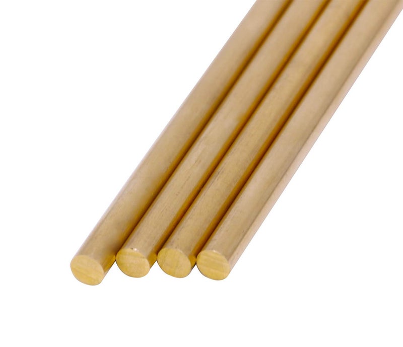 PGCOKO 4Pcs Solid Round Brass Rod Lathe Bar Stock Kit for DIY Craft Tool, 1/4 inch in Diameter 11.8 inch in Length - Image 3