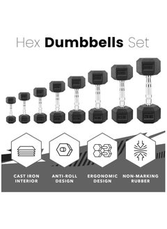 FK Sports Dumbbells (Set of 2), Weight Dumbbells Set 2.5Kg, 5kg, 7.5kg, 10kg, 12.5kg, 15kg, 20Kg In Pair - Hex Dumbbells Set for Women & Men - Gym... - pzsku/ZCC84C8C4A5DD0453F74DZ/45/_/1739118378/830e5c9a-5944-4588-88cd-2fe1b52ac80f