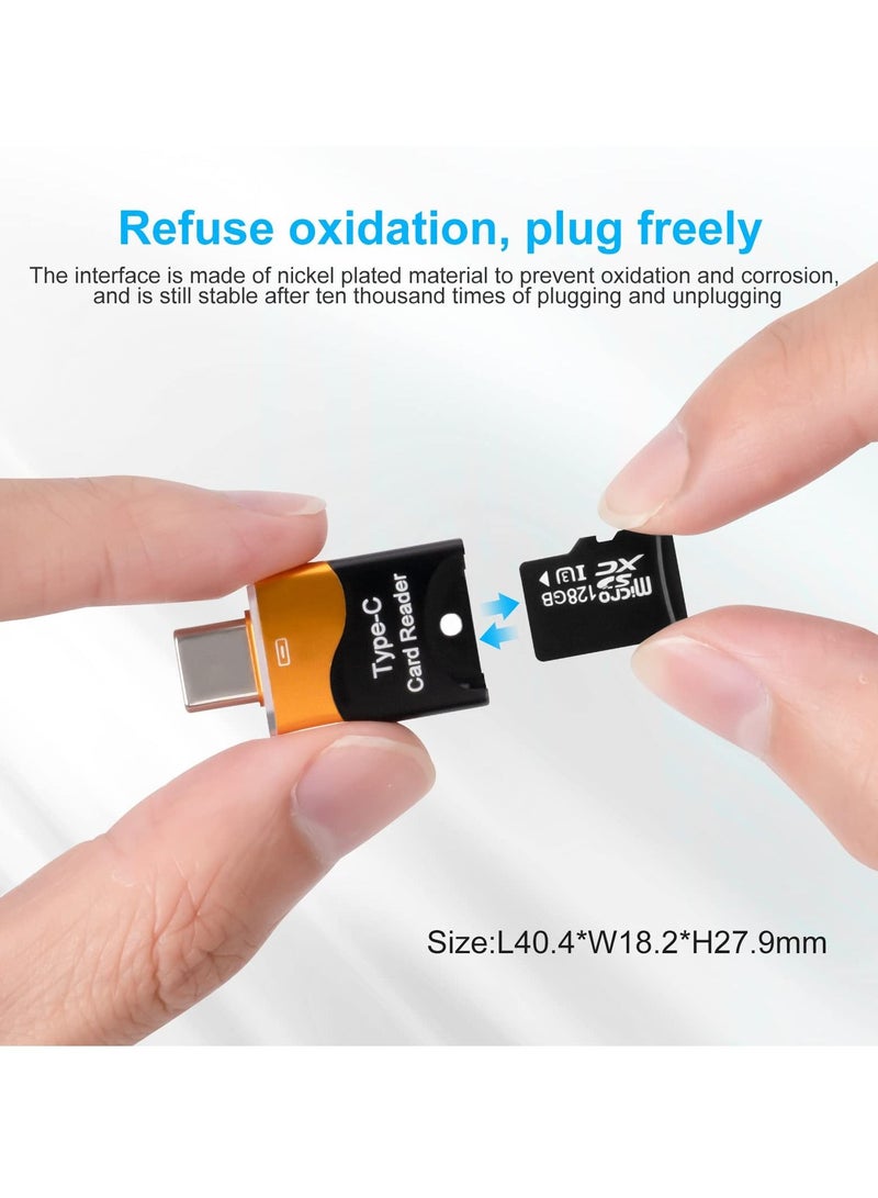 TF Card Reader, 2PC Micro SD Card Reader, High-Speed External Memory，Type C TF Memory Card Reader Adapter Compatible with Laptops, MacBook, Galaxy