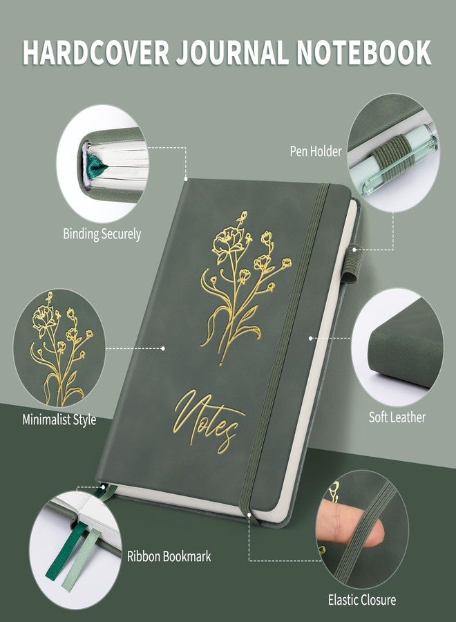 ALKALO Lined Journal Notebook For Women, 200 Pages A5 Hardcover Leather Journals For Writing College Ruled Notebook For Work School Note Taking Business Diary Notepad 5.7'' X 8.3''-Green - Image 2