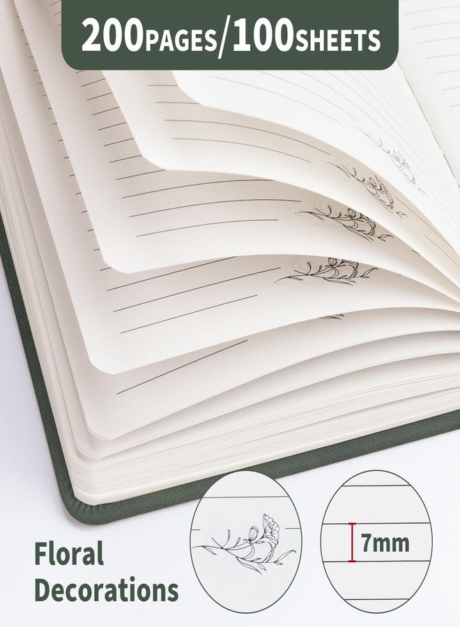 ALKALO Lined Journal Notebook For Women, 200 Pages A5 Hardcover Leather Journals For Writing College Ruled Notebook For Work School Note Taking Business Diary Notepad 5.7'' X 8.3''-Green - Image 3