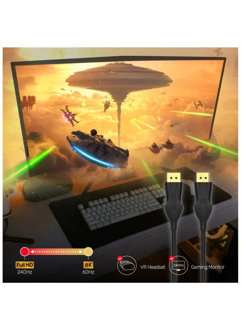 UNITEK كابل Unitek C1624BK DisplayPort 1.4 (8K @60Hz، 4K 144Hz، 1440p @240Hz)  - Image 4