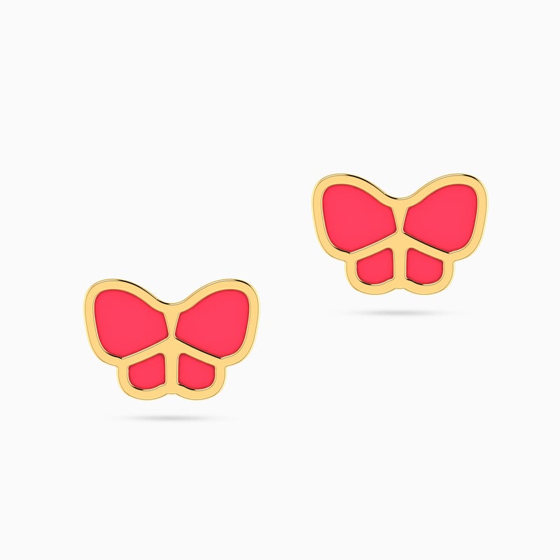Miss L' by L'azurde Kids Butterfly Colored Stones Stud Earrings in 14K Gold - Image 2