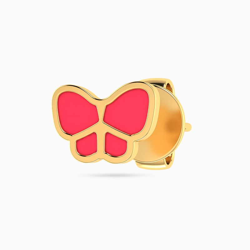 Miss L' by L'azurde Kids Butterfly Colored Stones Stud Earrings in 14K Gold - Image 3
