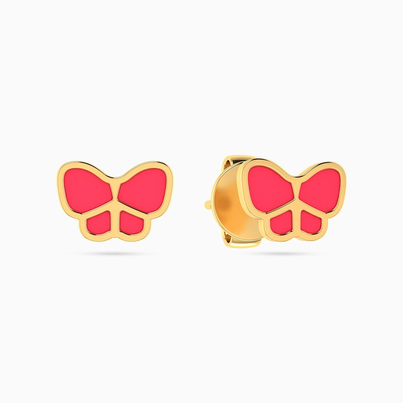 Miss L' by L'azurde Kids Butterfly Colored Stones Stud Earrings in 14K Gold - Image 1
