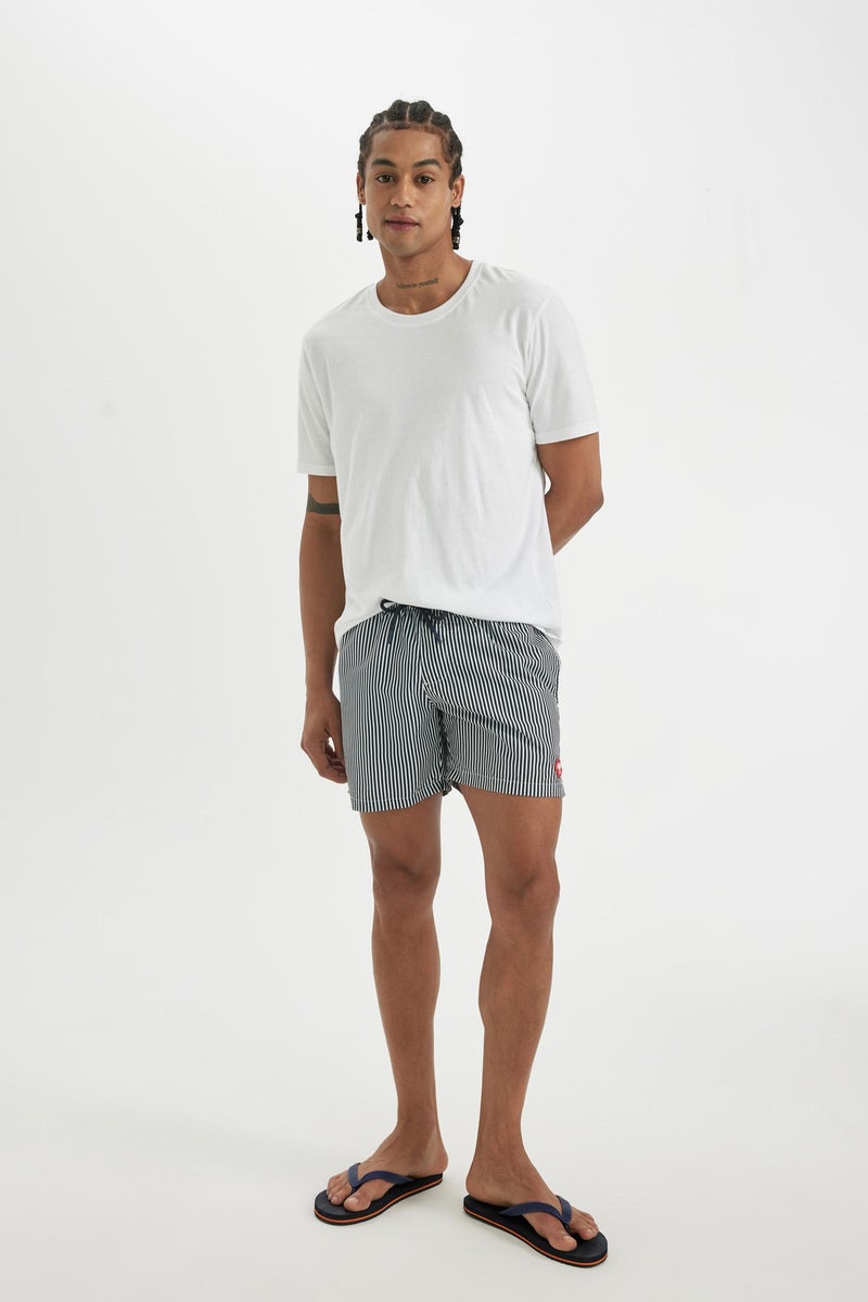 DeFacto Blue Man Striped Mesh Lined Short Swim Shorts Casual - Image 2