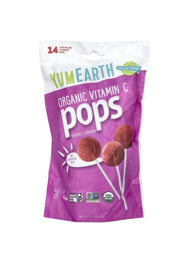 YumEarth YumEarth, Organic Vitamin C Pops, Assorted, 14 Pops, 3.1 oz (87 g)  - Image 1