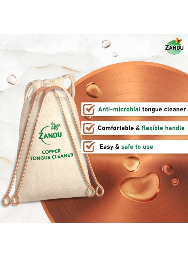 Zandu Copper Tongue Cleaner (Pack of 2) :An Anti-Microbial Tongue Cleaner for Managing Oral Health | Reduces Bad Breath & Supports Digestive Health | Comfortable & Flexible Handle | Easy & Safe to Use - Image 5