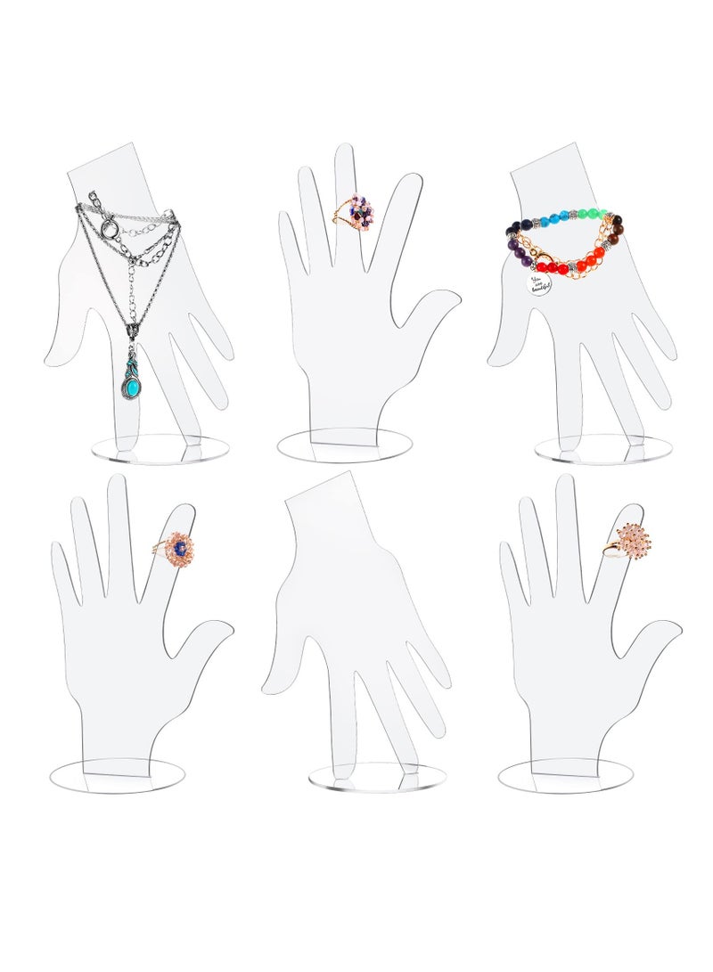 Acrylic Hand Jewelry Display Stand Set - 6 Transparent Mannequin Holders for Bracelets, Necklaces, and Watches - Elegant Organizer for Rings and Accessories. - Image 1