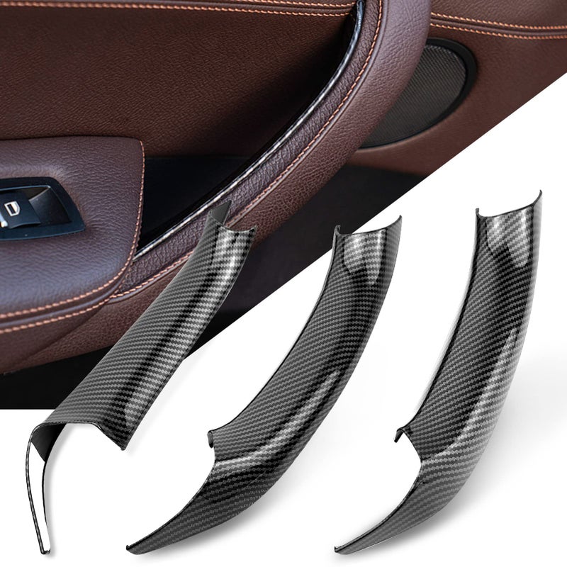 Jaronx Compatible with BMW X3X4 Door Handle Covers 3PCS LeftRight Interior Door Pull Handle Covers for BMW X3 F25 20102016 X4 F26 20142017 Carbon Fiber Pattern