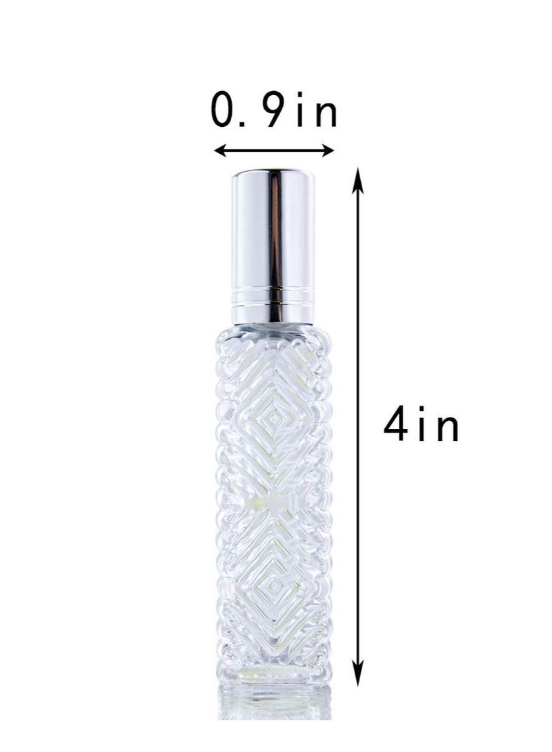 SYOSI 12Pcs Empty Perfume Atomizer,Engraved Taj Mahal Style Clear Glass Atomizer Spray Bottles Refillable for Essential Oil,Packed with Funnels Pipettes Dispensers - Image 2