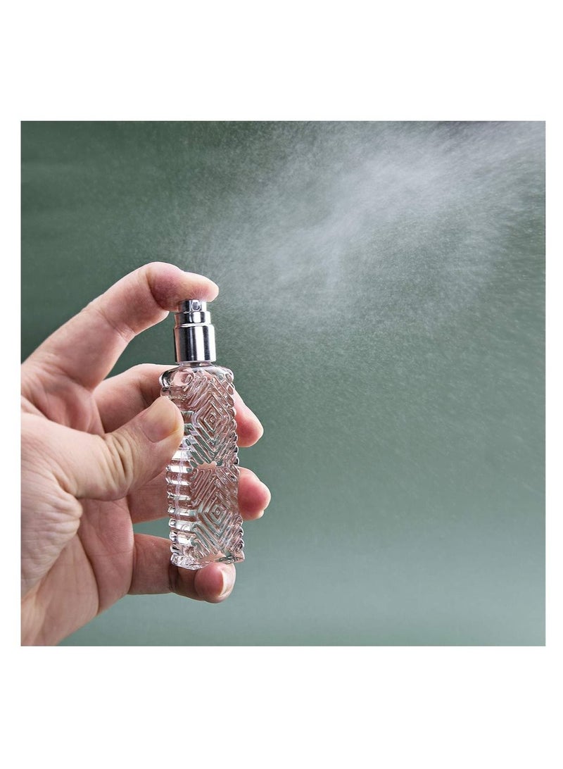 SYOSI 12Pcs Empty Perfume Atomizer,Engraved Taj Mahal Style Clear Glass Atomizer Spray Bottles Refillable for Essential Oil,Packed with Funnels Pipettes Dispensers - Image 3