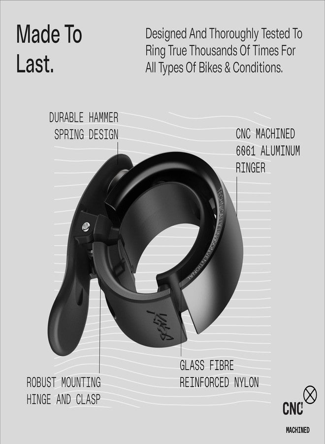 Knog Oi Prima Bicycle Bell Anthracite 23.8-31.8 mm Button - Image 4