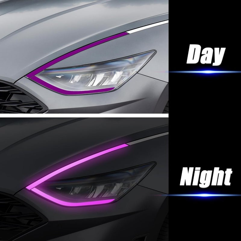 TOMALL Headlight Sidemarker Side Mirror Vinyl Films Smoke Tint Compatible with Hyundai Sonata 2020-2022 Transmission Amber Edges Delete Stickers Decorations for Car (Purple) - Image 4