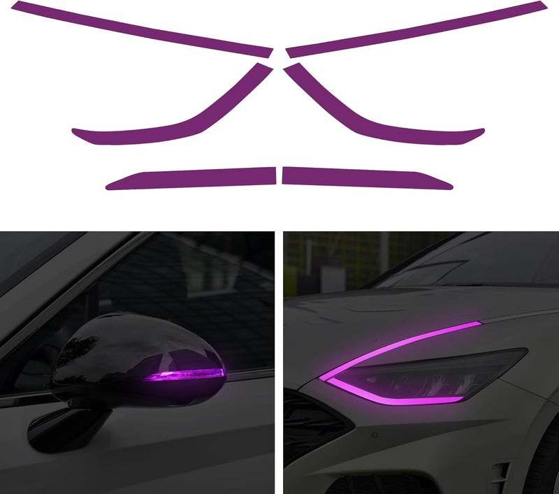 TOMALL Headlight Sidemarker Side Mirror Vinyl Films Smoke Tint Compatible with Hyundai Sonata 2020-2022 Transmission Amber Edges Delete Stickers Decorations for Car (Purple) - Image 1