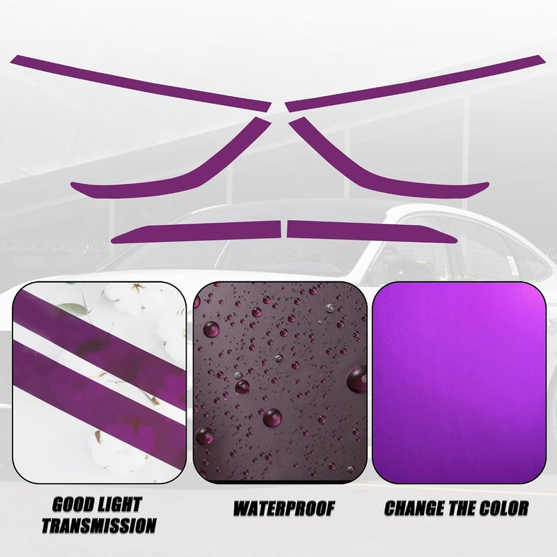 TOMALL Headlight Sidemarker Side Mirror Vinyl Films Smoke Tint Compatible with Hyundai Sonata 2020-2022 Transmission Amber Edges Delete Stickers Decorations for Car (Purple) - Image 3