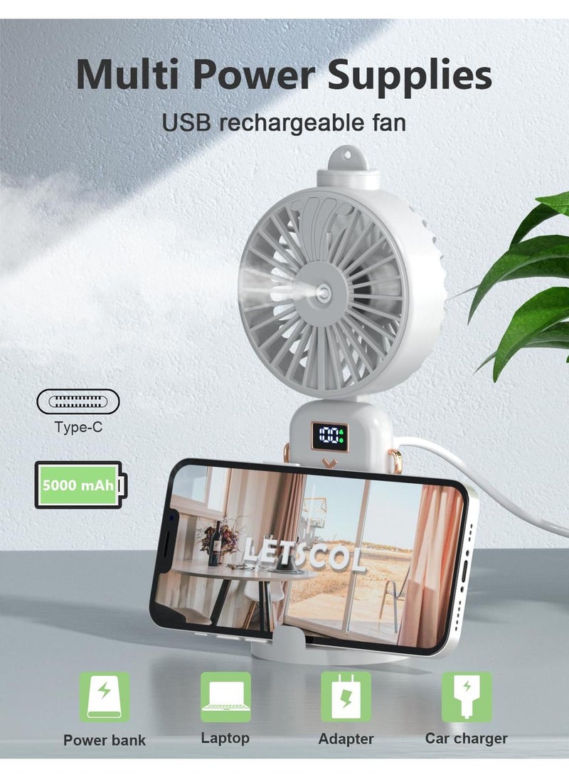 general Handheld Fan With Water Mist Spray Handheld Misting Fan 5000Mah Large Capacity Battery Portable Mini Fan With USB Rechargeable Battery Operated And 5 Adjustable Speed For Travel And At Home - Image 3