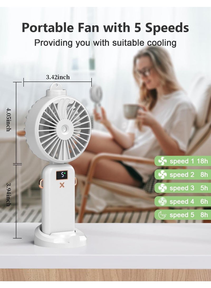 general Handheld Fan With Water Mist Spray Handheld Misting Fan 5000Mah Large Capacity Battery Portable Mini Fan With USB Rechargeable Battery Operated And 5 Adjustable Speed For Travel And At Home - Image 5