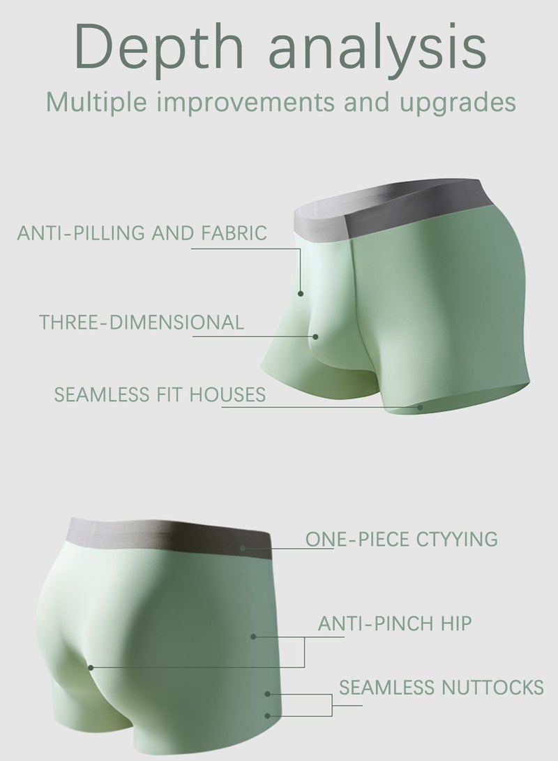 Men's Underwear Seamless Ice Silk Ultra Thin Breathable Quick Dry Antibacterial High Elastic Comfortable U Shaped Convex Boxer Brief for Male - Image 5