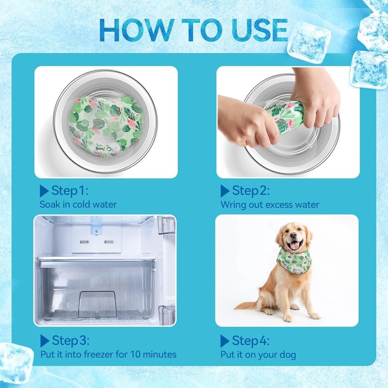 أوول فور بوز مجموعة "ALL FOR PAWS" المكونة من وشاحين تبريد للكلاب، طوق تبريد ولفافة رقبة للكلاب، أوشحة تبريد جليدية للكلاب متوسطة الحجم، طوق تبريد "بلو تشيل أوت" (مقاس M، محيط الرقبة 15-18.1 بوصة) - Image 4