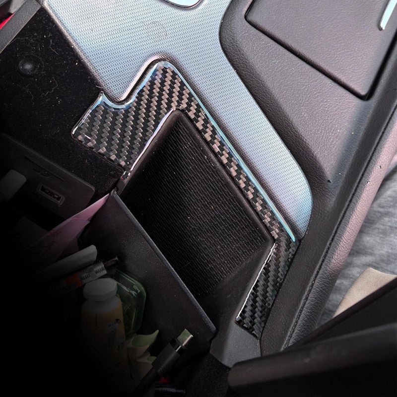 PJFUS Real 3K Black Carbon Fiber Car Center Console Storage Box Side Panel Decorative Strip Trim Sticker for Cadillac CT5/CT5-V/CT5-V Blackwing (2019-2024) - Image 2