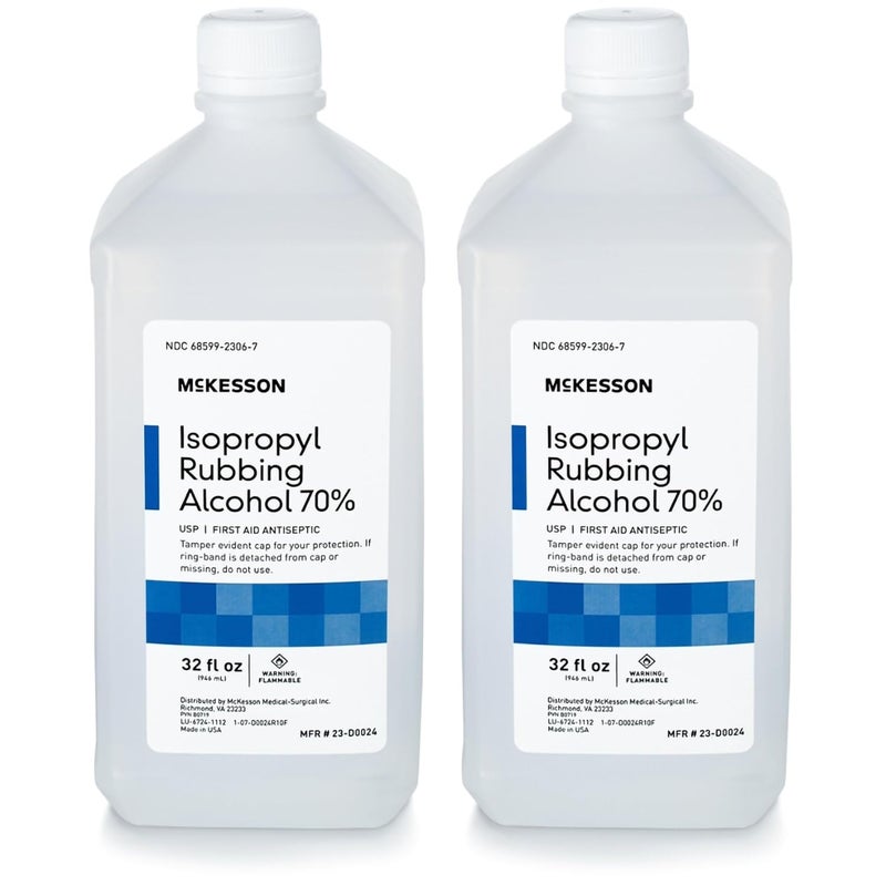 McKesson Isopropyl Rubbing Alcohol 70 2 Count USP First Aid Antiseptic 32 oz - Image 1