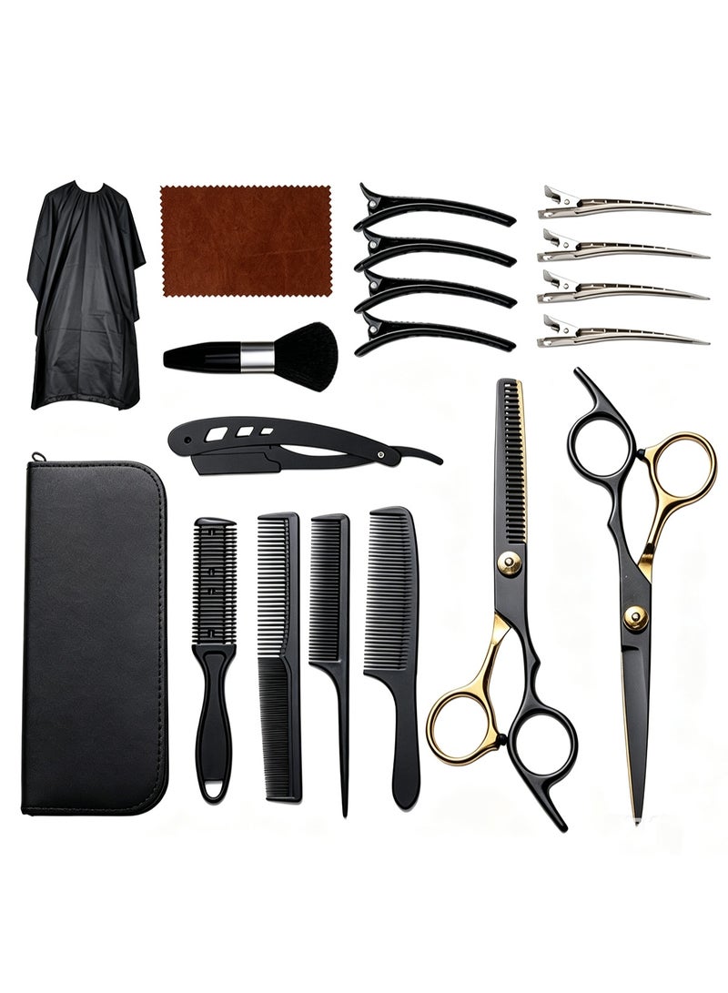Arabest 19 pcs Scissors Set,  Professional Hairdressing Scissors Set, Hair Scissors and Thinning Scissors Set with Hairdressing Cape, for Women, Men and Children, for Home and Salon Use - Image 1