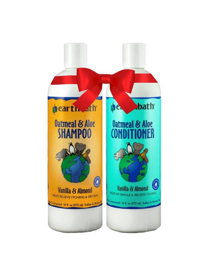 ايرث باث شامبو وبلسم الشوفان والصبار للكلاب من إيرث باث - شامبو الشوفان للكلاب، لتخفيف الحكة وجفاف الجلد، غسول للكلاب، صنع في الولايات المتحدة الأمريكية، بلسم للكلاب، شامبو للحيوانات الأليفة - الفانيليا واللوز، 16 أونصة (مجموعة واحدة) - Image 1