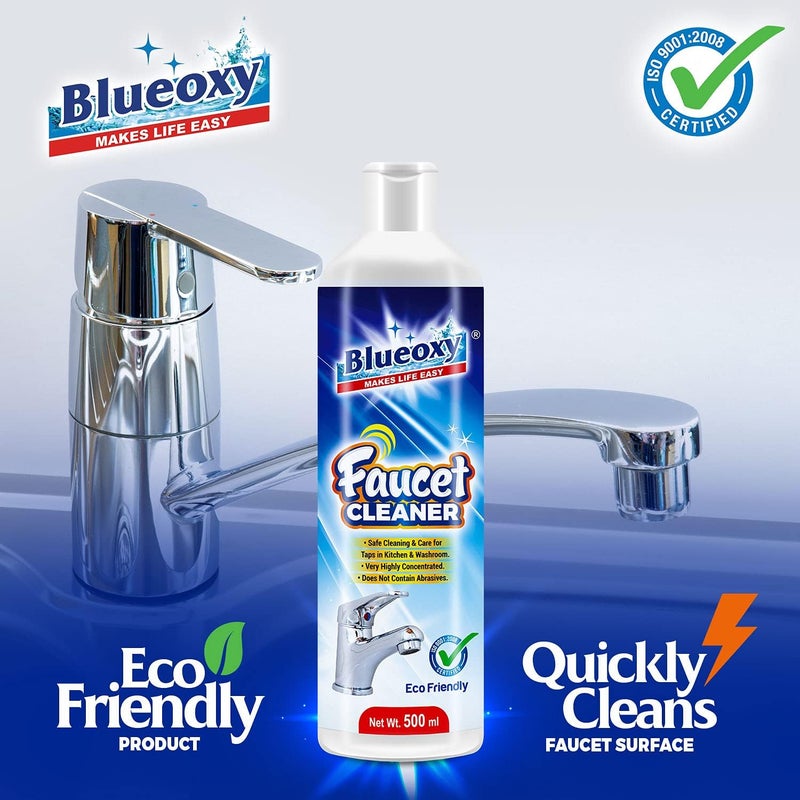 BLUEOXY Super Concentrated Faucet Cleaner Tap Kitchen - 500 ml | Eco Friendly Stainless Steel Cleaner | Shower Enclosure |(Pack 1) - Image 1