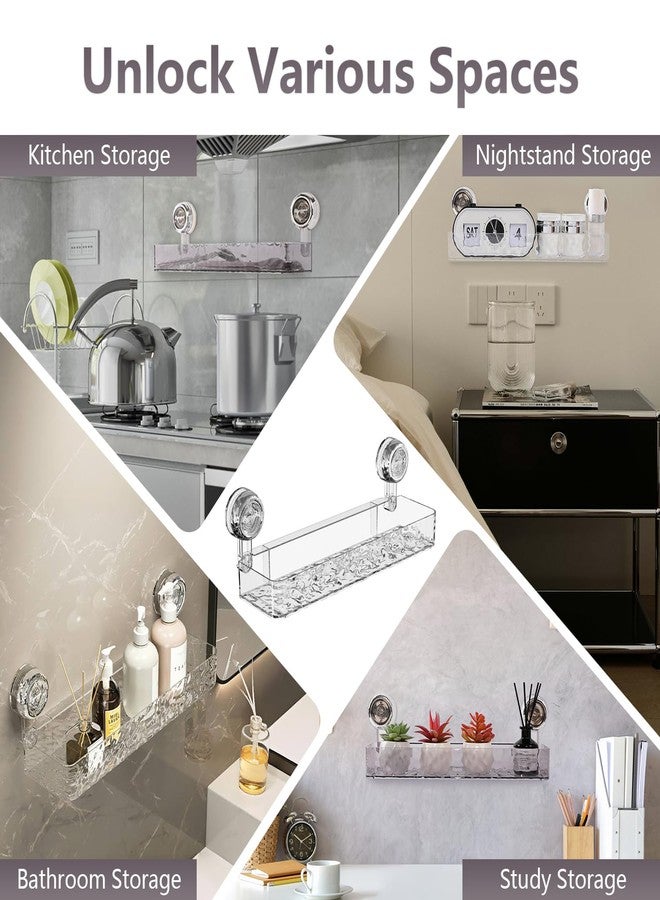 EuftEale Corrugated Suction Cup Storage Holder,Movable Shower Shelf Suction Cup,Shower Caddy Large Organizer Bathroom,No-Drill Wall Mounted Bathroom Storage Rack Shelf(White) - Image 5