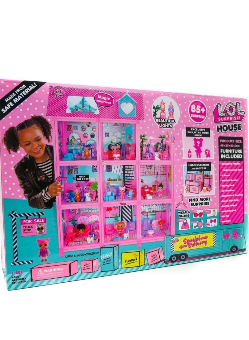 L.O.L Surprise House with 85+ Surprises, 9 rooms, light ,Furniture & Accessories - Image 4