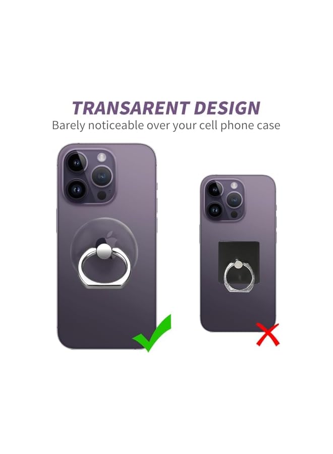 S-TOP Clear Phone Ring Holder 2 Pack, Transparent Cell Phone Ring Grip 360°Rotation Finger Ring Stand, Phone Kickstand Compatible with Most of Phones, Tablet and Case - Image 2