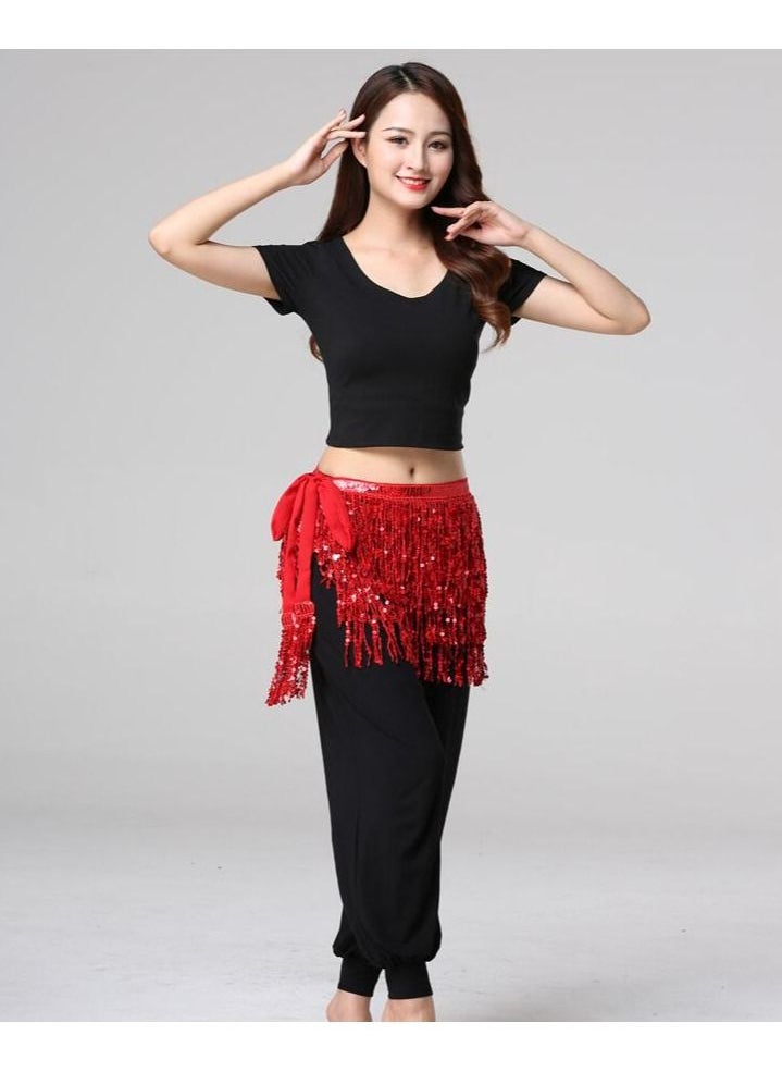 DUNISO - Women's Belly Dancing Belt Colorful Dance Waist Chain Belly Dance Hip Scarf Belt With Sequin Tassel - Image 1