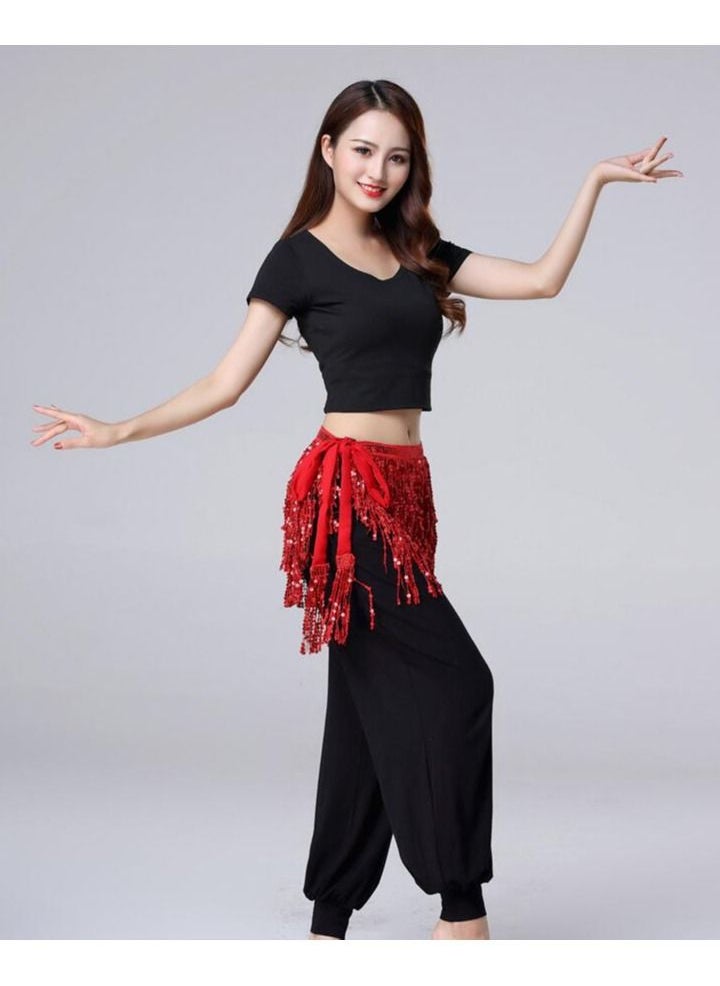 DUNISO - Women's Belly Dancing Belt Colorful Dance Waist Chain Belly Dance Hip Scarf Belt With Sequin Tassel - Image 1