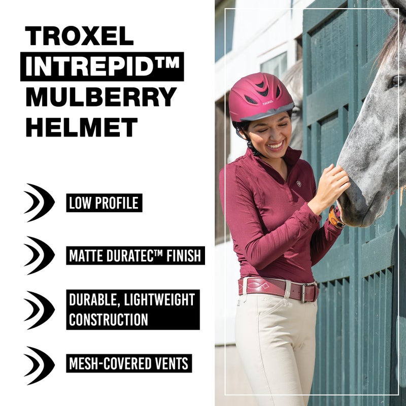 Troxel Intrepid Saddle Horse Riding Helmet  Low-Profile Adjustable Design  Safety Horseback Riding Gear  Small (6-5/8-7)  Mulberry - Image 2