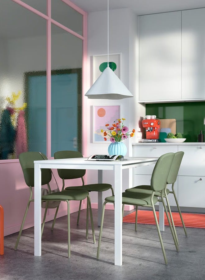 Selecto Hub Dining Table, Steel Underframe Durable Tabletop, White, 125 x 74 cm - Image 1