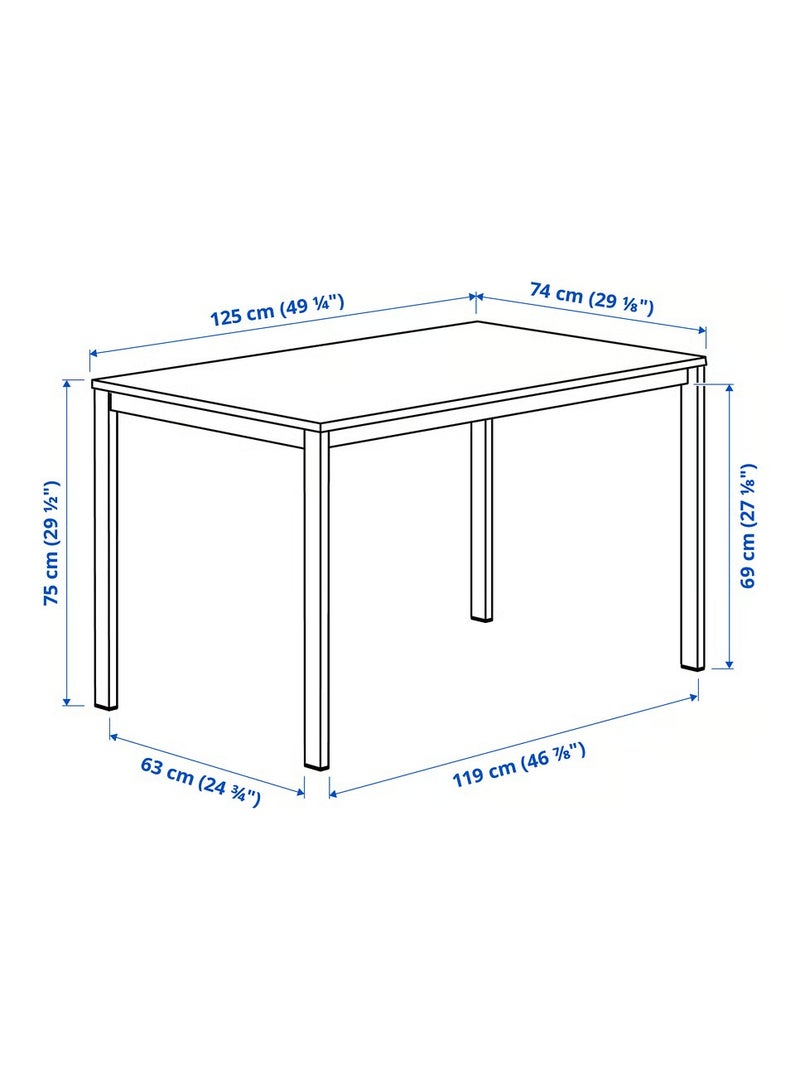 Selecto Hub Dining Table, Steel Underframe Durable Tabletop, White, 125 x 74 cm - Image 5