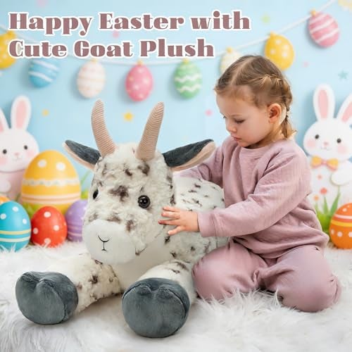 MaoGoLan 32 inch Giant Sheep Plush Spotted Goat Stuffed Animal for Girls Large Stuffed Animal Lamb Toy Farm Party Decorations Easter Christmas Valentines Day Birthday Gifts - Image 5