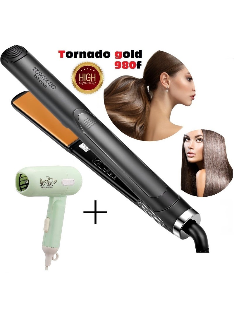 تورنيدو جولد مكواة شعر احترافية تورنيدو جولد حتى 980 فهرنهايت +سشوار ميني شعر ميني هدية - Image 1