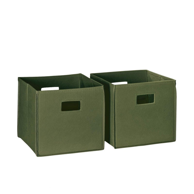 RiverRidge Folding Storage Bins with Handles Olive Cube Storage Organizer for Closet Bedroom  Playroom  Closet Organizers and Storage Set of 2
