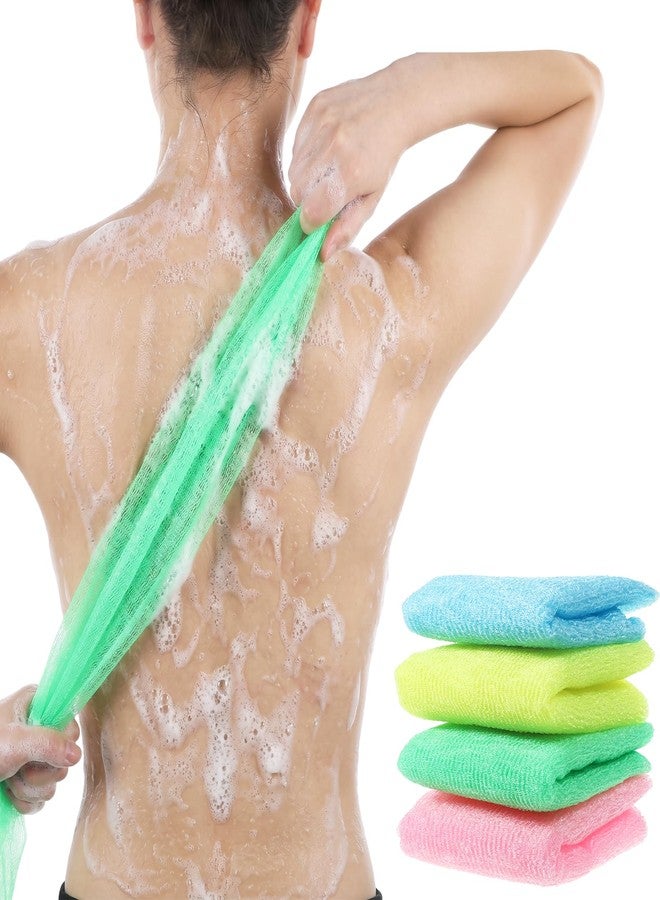 Xosjska 32 Inch 4 Colors Korean Exfoliating Cloth, 4 PCS Exfoliating Washcloth Japanese Washcloth Body Scrubber Back Scrubber Loofah, Exfoliatings Shower Towel Deep Clean for Women and Men Smooth Skin - Image 1