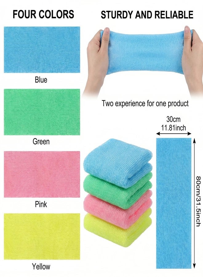 Xosjska 32 Inch 4 Colors Korean Exfoliating Cloth, 4 PCS Exfoliating Washcloth Japanese Washcloth Body Scrubber Back Scrubber Loofah, Exfoliatings Shower Towel Deep Clean for Women and Men Smooth Skin - Image 3