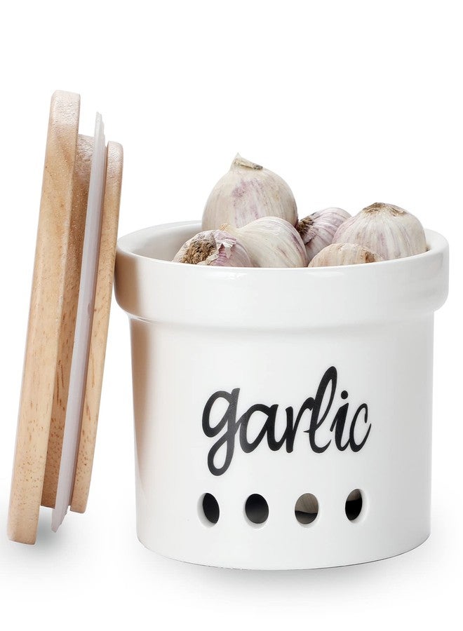 هاو توب حافظة ثوم هاوتوب بغطاء، وعاء سيراميك لحفظ الثوم، مناسب لسطح المطبخ، ديكور مطبخ ريفي - Image 1