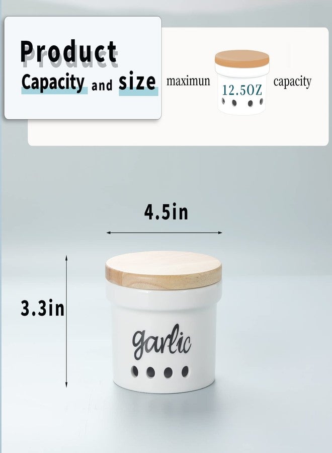 هاو توب حافظة ثوم هاوتوب بغطاء، وعاء سيراميك لحفظ الثوم، مناسب لسطح المطبخ، ديكور مطبخ ريفي - Image 2