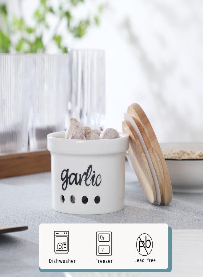 هاو توب حافظة ثوم هاوتوب بغطاء، وعاء سيراميك لحفظ الثوم، مناسب لسطح المطبخ، ديكور مطبخ ريفي - Image 5