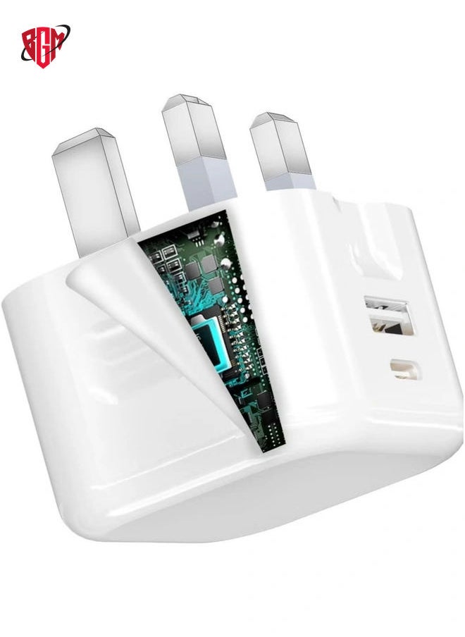 USB C Fast Charger Plug with 20W for iPhone 14/14 Plus/14 Pro/14 Pro Max 13 Pro Max,12 11 SE 2020 XS XR 8 7 6S Plus, iPad, Air Pods Pro, S22, USBC PD 3.0 Mains UK Type C Wall Charging Power Adapter