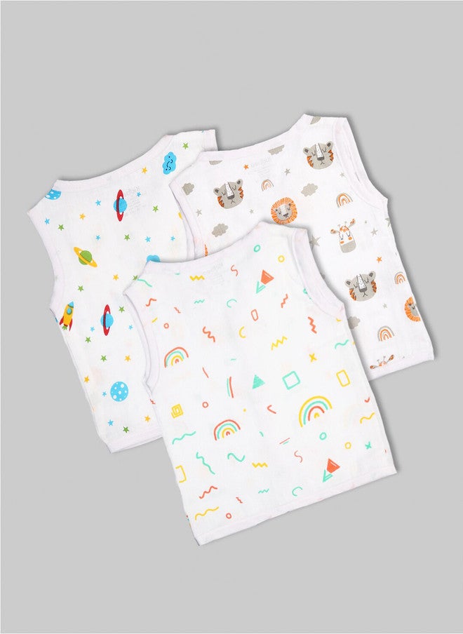 Kidbea عباءة كيدبيا مجموعة من 3 قطع مطبوعة من قطن البامبو النقي للأطفال الرضع - Image 2